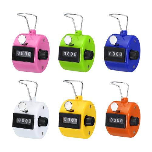 PATIKIL Clicker Counter, 6 Pack Tally Counter Clicker 4 Digit Number Hand Counter Clicker Handheld Small Cheap with Finger Ring for Workout Sale Golf Classroom Sport, 6 Color