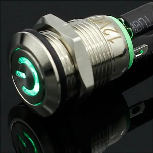 Interruptor de botón de aluminio verde de 12mm para proyectos de domótica 2