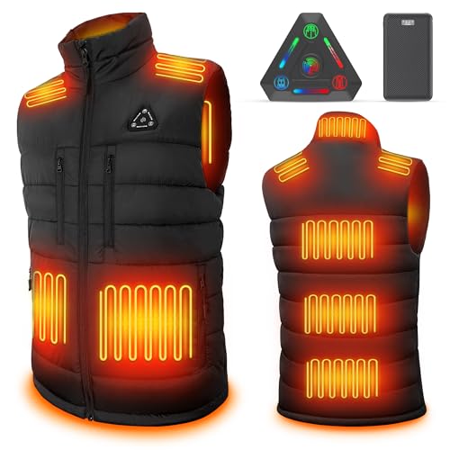 FERNIDA Men Heated Vest, Heating Activewear Vests with 7.4V Battery Packs, Electric Heated Jacket Heating Gilet for Working Hiking Skiing Climbing, 8 Heated Zones,L