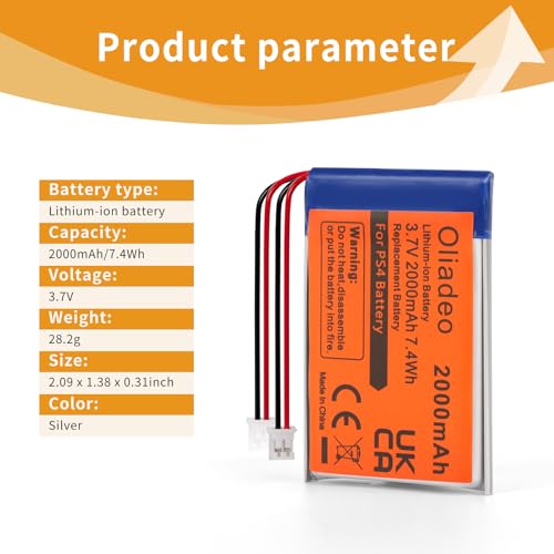 Oliadeo PS4, PS4 PRO, PS4 SLIM 2-Pack Ps4 Controller Battery Replacement: Compatible With Dualshock 4 Battery - Playstation 4 Controller Battery thumb #2