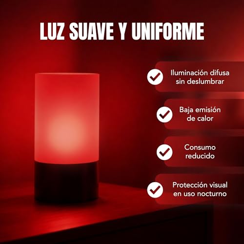 Miniatura 5 de Luz Roja Nocturna Melatonina Bombilla Led Roja E27 Para Dormir 0 Luz Azul Y Sin Parpadeo Anti-Flicker 1800 Lúmenes Mejora Del Ritmo De Descanso E Ideal Para Leer 7w 630nm 25.000 Horas