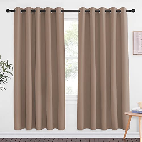 NICETOWN Blackout Doorway Curtain Drape 72 inch Long - Grommet Noise Reducing Thermal Insulated Solid Modern Window Treatments for Bedroom/Porch (1 Panel, 66 x 72 Inch, Cappuccino)