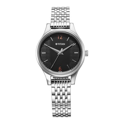 Image of Titan Karishma Workwear Black Dial Stainless Steel Watch for Women