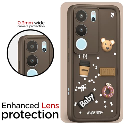 Image of Pikkme Back Cover for Vivo V29 5G / V29 Pro 5G | Cute Fun Cartoon 3D Bear Silicone Full Body Protection Bumper Cover (Brown)