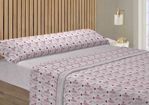 Wueps Juego de Sábanas de Pirineo Térmico Deluxe | 100% Poliéster Suave y Cálido | Incluye Bajera Ajustable (hasta 2 Metros), Encimera y Funda de Almohada (Rosa, 105cm)