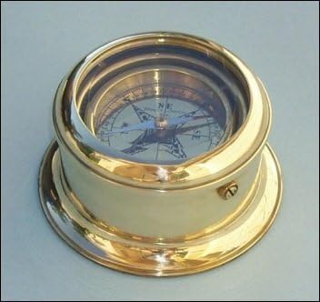 Round Gimbaled Solid Brass Nautical Desk Compass