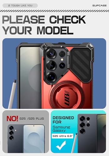 Image of SUPCASE for Samsung Galaxy S25 Ultra Case with Camera Cover Stand, Red