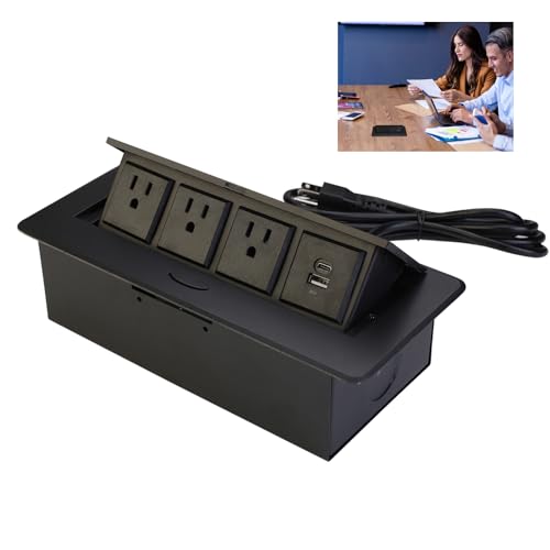 SunwyxTek Pop Up Power Outlet, Conference Table Recessed Power Outlet Desktop Socket with PD 20W USB C Fast Charge, Stainless Steel Receptacle Outlet for Conference Office Countertop