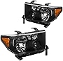 Headlights Assembly 81110-0C050 TO2503171 TO2502171 114-50458L Compatible With Toyota Tundra 2007-2013 & Sequoia 2008 2009 2010 2011 2012 2013 2014 2015 2016 2017 Black Waterproof