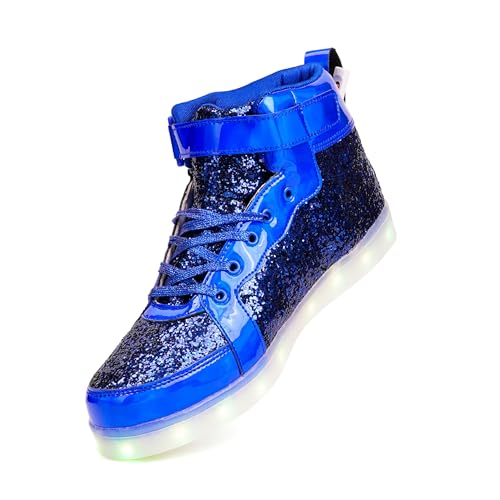Glitter Led Shoes Light Up Shoes High Top Sneakers for Women Men Flashing Dancing Shoes for Halloween Christmas Party with USB Charging