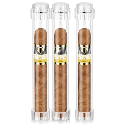 FANKAI Cigar Humidor Tubes, Travel Humidifier Tube, Acrylic Storage Case with Cigar Holder, Detachable Airtight Triple Tube, Cigar Gift for Men, Ring Guage up to 57