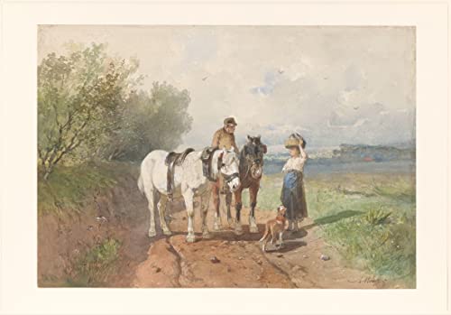Impression d'affiches Anton Mauve - Discutez sur une route de campagne toile 60x90cm