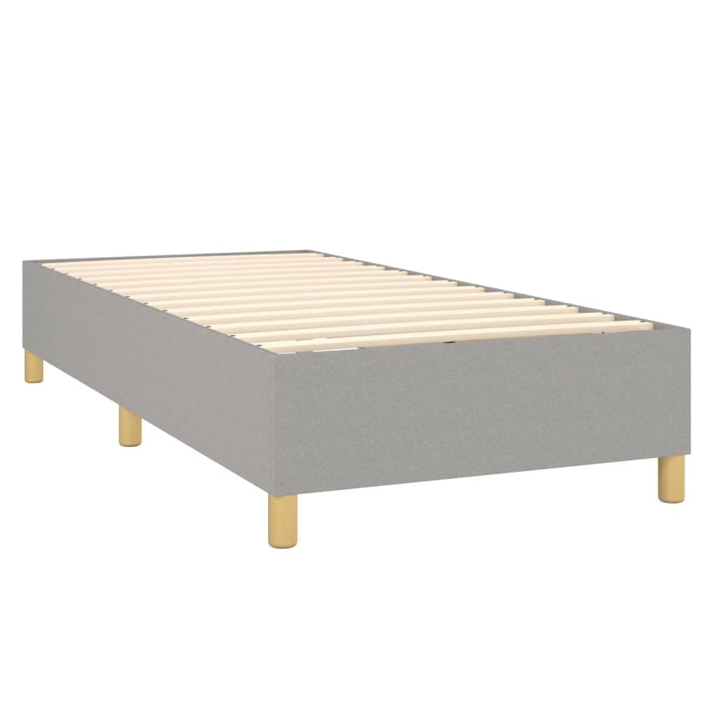 Strapazierfähiger Stoff mit verstellbarem Kopfteil LED Beleuchtung | Boxspringbett mit Matratze und LED 100x200 cm Hellgrau Stoff Bett mit Bettkasten Kopfteil verstellbar Taschenfederkern Topper