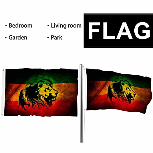 Swono Rasta Lion Flag Banner Animal Head Ferocious Wild Beast Zoo Flag 3X5 Ft Big Flag Outdoor Indoor Office With Brass Grommets #TOP5