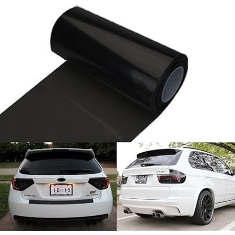 DIYAH 12 X 48 Inches Self Adhesive Headlight, Tail Lights, Fog Lights Tint Vinyl Film (Dark Black) Cover