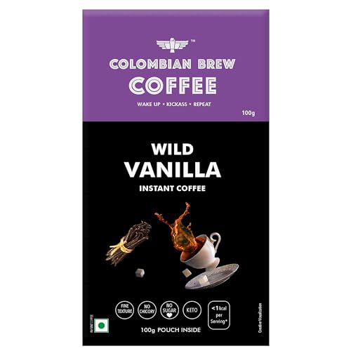Image of Colombian Brew Vanilla Instant Coffee Powder, No Sugar Vegan, 100g Box