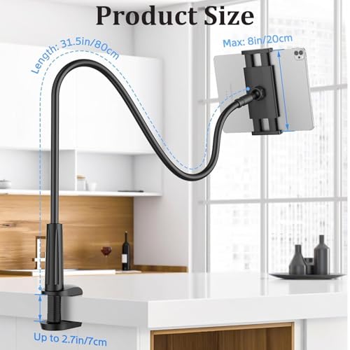 Image of MOMISY Mobile Phone Holder, 360 Adjustable Gooseneck Clamp Mount, Universal Phone Stand for Desk, Office, Home (Nut Black, 60 cm)