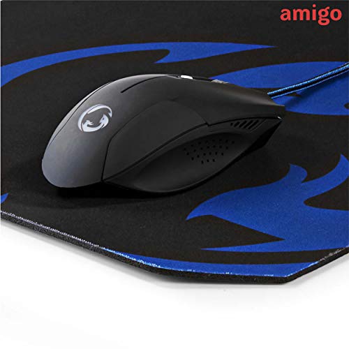 Image of Amigo Nedis USB Wired Gaming Mouse and Durable Mouse Pad Set with 6 Programmable Buttons 1600 DPI (Black)