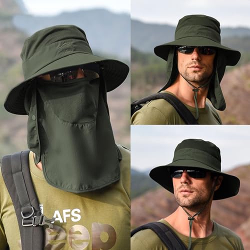 Image of Sun Hats for Men Women Fishing Hat UPF 50+ Breathable Wide Brim Summer UV Protection Hat