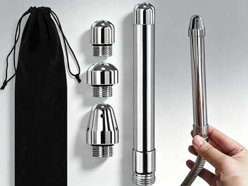 cakefly Juego de ducha con 3 cabezales, kit de ducha para enema de ducha, boquilla de limpieza de 7 agujeros + bolsa de transporte de terciopelo para hombres y mujeres