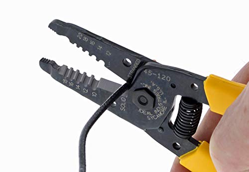 Image of IDEAL Electrical 45-120 T-5 T-Stripper - 10-20 AWG, Yellow Wire Stripper with Looping Holes, Plier Nose, Spring Loaded Automatic Opening (Pack of 2)