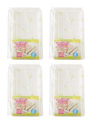 【Amazon.co.jp限定】ストリックスデザイン 使い捨て容器 弁当箱 中 日本製 16枚 (4枚×4個セット) 約18×11×4.2cm白 リーフ柄 フードパック マイパックランチ 蓋付き カチッと閉る キャンプ アウトドア MA-112