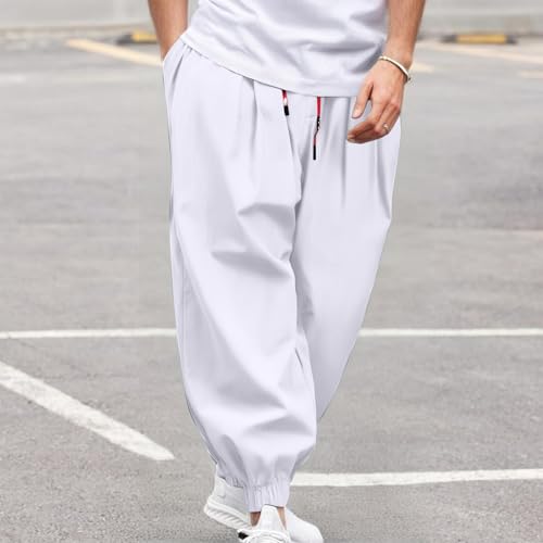 Cotton Linen Pants for Mens Casual Drawstring Thin Harem Pants Loose Bloomers Long Hippie Dance Trousers with Pocket3