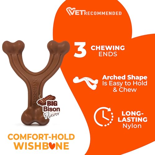 Image of Nylabone Ergonomic Hold Wishbone Power Chew Toy for Dogs, Dog Toys for Aggressive Chewers, Bison Flavor, Large - Up to 50 lbs, 1 Count