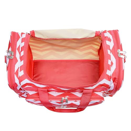 Image of World Traveler Chevron Duffel Bag, Red White Chevr, One Size