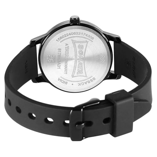 Image of Sonata Splash Black Dial Women Analog Watch with Plastic Strap-8178NP01