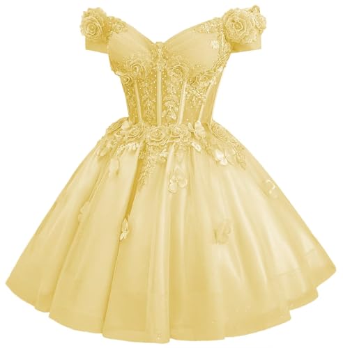 Image of Zhangyo Sparkly Tulle Homecoming Dresses for Teens Off Shoulder DAMA Dress