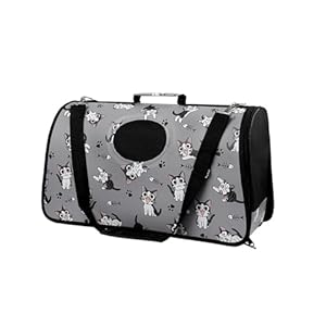 M Grey Cat Travel Cat Carrier Bag Up to 10 Lbs Breathable Mesh Collapsible Pet Carriers for Small, Medium Cats, Small Dogs, Puppies, Portable Kennel with Soft Washable Waterproof Pad Gray