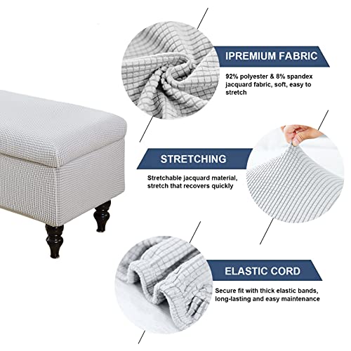 Image of FUANGUI Ottoman Cover Stretch Storage Ottoman Bench Slipcover Printed Folding Storage Bench Ottoman Cover Footrest Stool Slipcover Footstool Protector Cover with Elastic Bottom,Medium
