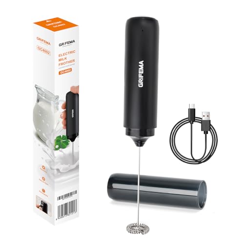 GRIFEMA Mousseur à Lait électrique, Rechargeable Milk Frother, 13 000 tr/min, Mini Fouet...