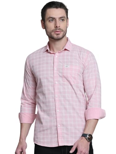 Image of Majestic Man Comfort Slim Fit Spread Collar Small Checked Cotton Casual Shirt