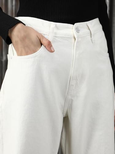 Image of High Star Women Washed Cotton Mom Fit High- Rise Jeans 40