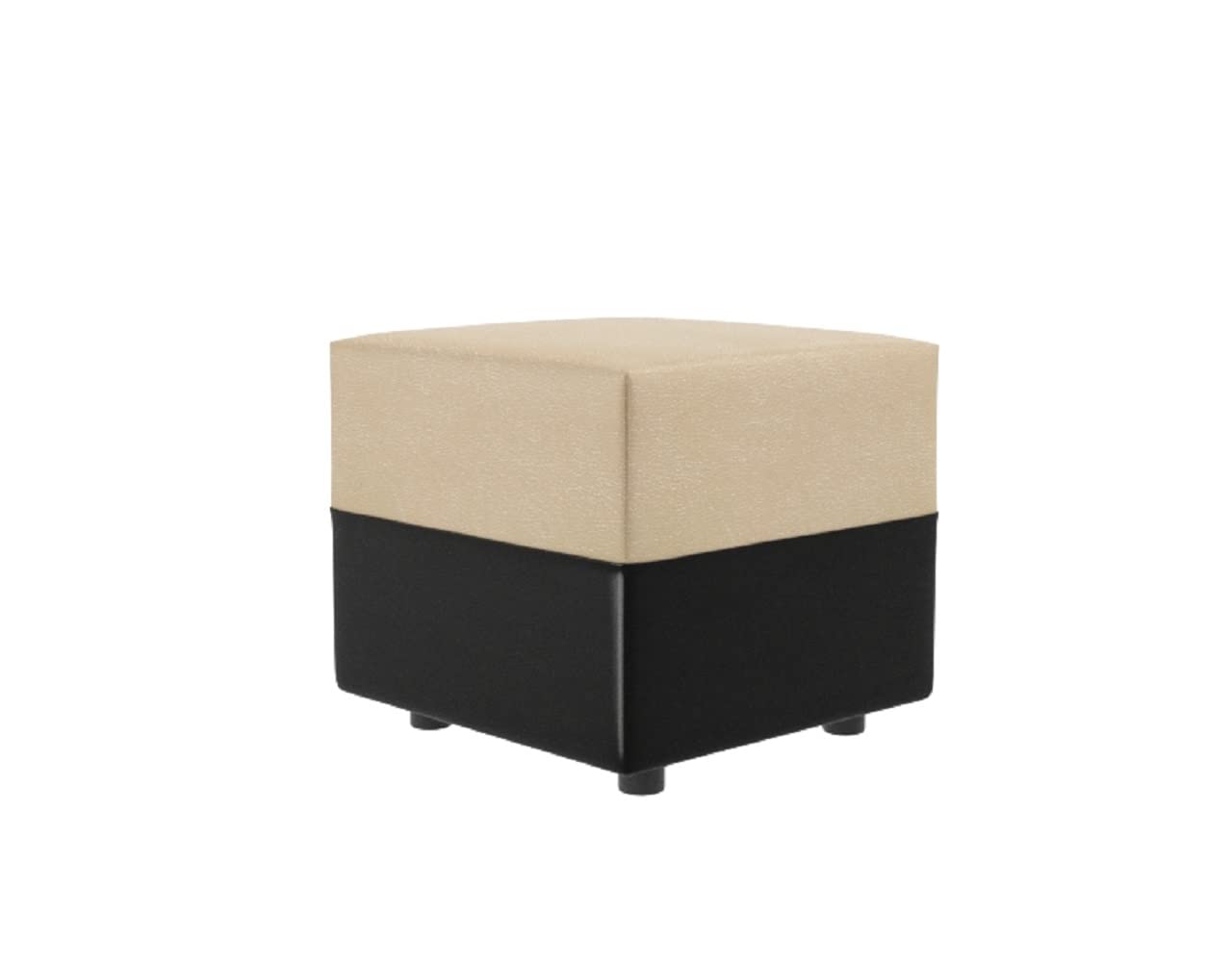 Sekar Lifestyle Full Upholstery Contemporary Curved Box Moda Leatherette Ottoman - Beige & Black