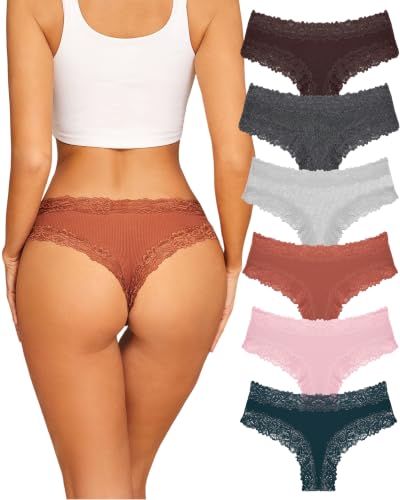 Image of Womens Cotton Underwear Sexy Lace Brazilian Panties Soft Bikini Ladies Pack