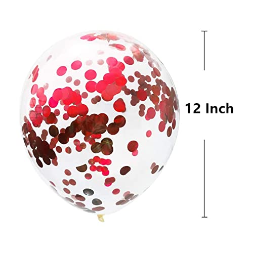 Image of Party Propz Red Confetti Balloons For Birthday - Set of 15 Pcs (12 inch) Christmas Decoration | Giant Confetti Balloons For Decoration | Red Balloon For Decoration Birthday (Latex)