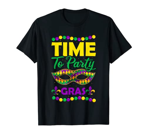 Time To Party Gras Abbigliamento, Divertente Mardi Gras Uomini Donne Maglietta