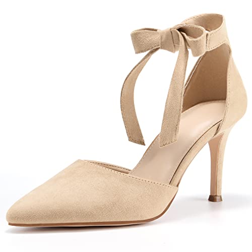 Image of Womens High Heel Pointed Toe Pumps Ankle Tie Classic Office Special Dress Party Shoes