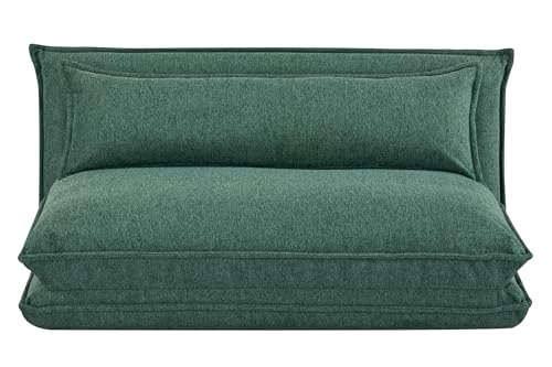 EVERGREENWEB – Sofá Cama Futón Verde 2 Plazas - Sofá Cama Extensible - Sillón Cama, Sofá de Piso Regulable con Cojín, Sofá Cama Colchón Doble para habitación pequeña, apartamento, Dormitorio | Hoshi