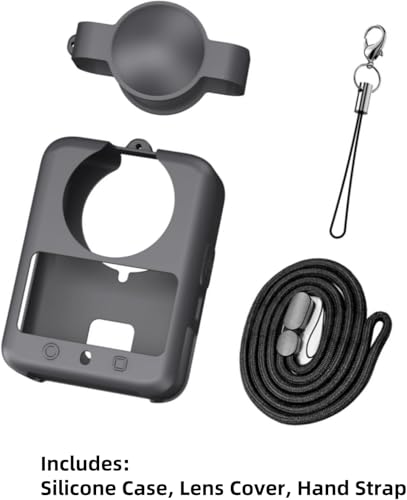 Image of M.G.R.J Soft Silicone Protective Case Cover for DJI Osmo 360 Action Camera, Camera Lens Cover Cap with Hand Strap (Black)