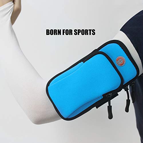 Running ArmBand Gym Phone Holder for Arm, iPouch iPhone Arm Case for iPhone 11, 11 Pro, 11 Pro Max, X, Xs, Xs Max, Xr, 8, 7, 6, Plus,Arm Bag Arm band for Samsung Galaxy S20 S10, S9, S8, S7 (Blue)
