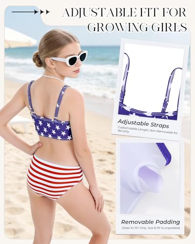 Image of Century Star Girls Ribbed 2-Piece Bikini Swimsuit - Fully Lined Modest Bathing Suit for Teens & Tweens