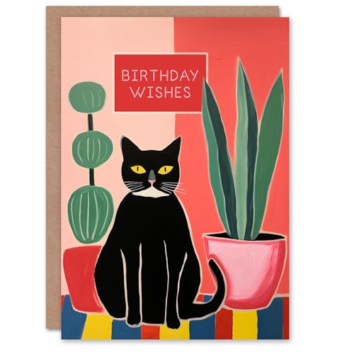 Artery8 Birthday Greeting Card Black Cat Lover Plants Wishes For Him Her Artery8 Birthday Greeting Card Black Cat Lover Plants Wishes For Him Her