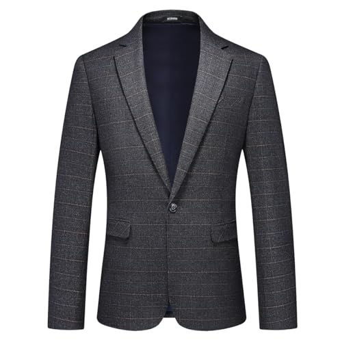 Mens Plaid Suit Tweed Slim Fit 2 Piece Casual Suits for Men One Button Tuxedo Suits Set (Blazer Jacket & Pants Set)2
