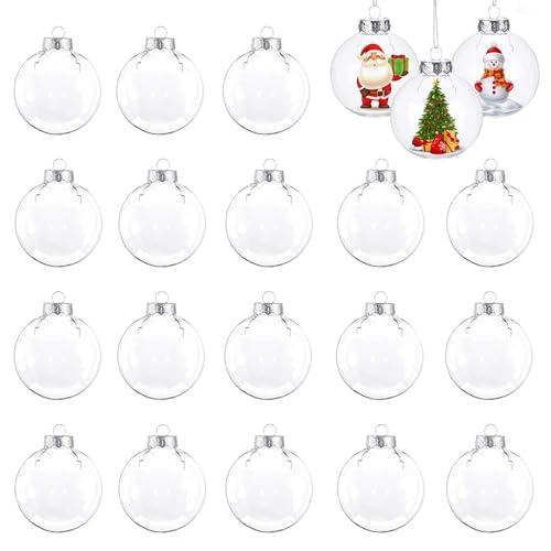 HIQE-FL 24 Stück Befüllbare Weihnachtskugeln,6cm Durchsichtige Christbaumkugeln,Weihnachtskugeln Baumschmuck,Weihnachtsbaumkugeln Plastik,Christbaumschmuck,Christmas Decoration Kugeln