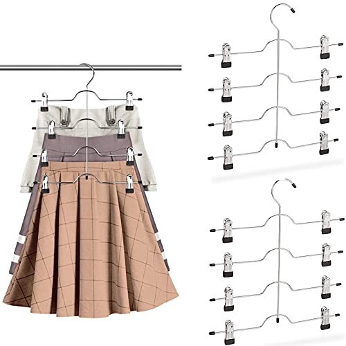 Kleiderbügel Organizer Metall,3 Stück Hosenbügel Platzsparend,Chrom Eisen Kleiderbügel,Metall Hosenbügel Kleiderbügel,Kleiderbügel Closet Organizer mit Clips,für Hosen,Tank Tops,BH,Schlafanzüge Cover