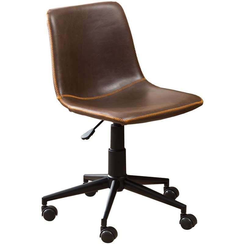 Roundhill Furniture Cesena Faux Leather 360 Swivel Air Lift Office Chair, Brown
